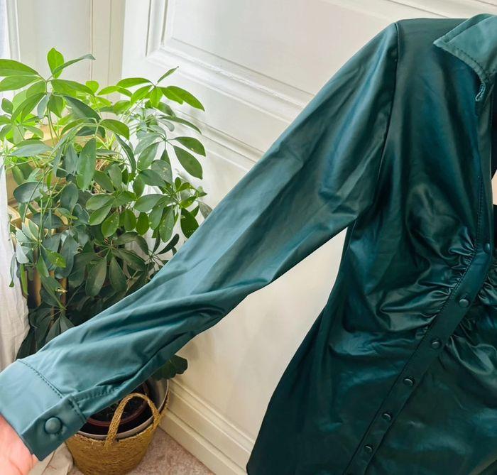 Joli robe en simili cuir vert sapin intérieur polaire - photo numéro 2