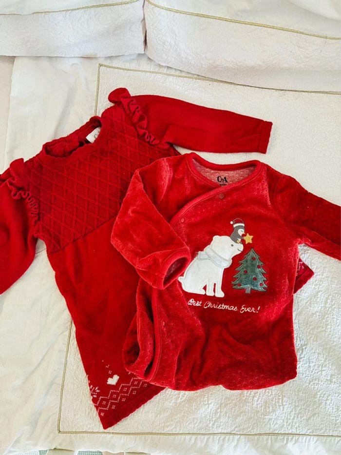 Lot bébé fille Noël fêtes pyjama robe C&A 3 mois