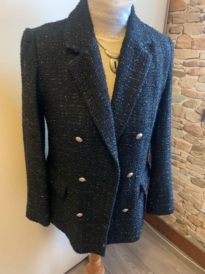 Veste blazer chic noir et brillant taille 40 - photo numéro 1