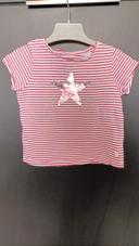 T-shirt rayé rose et blanc - 3 ans