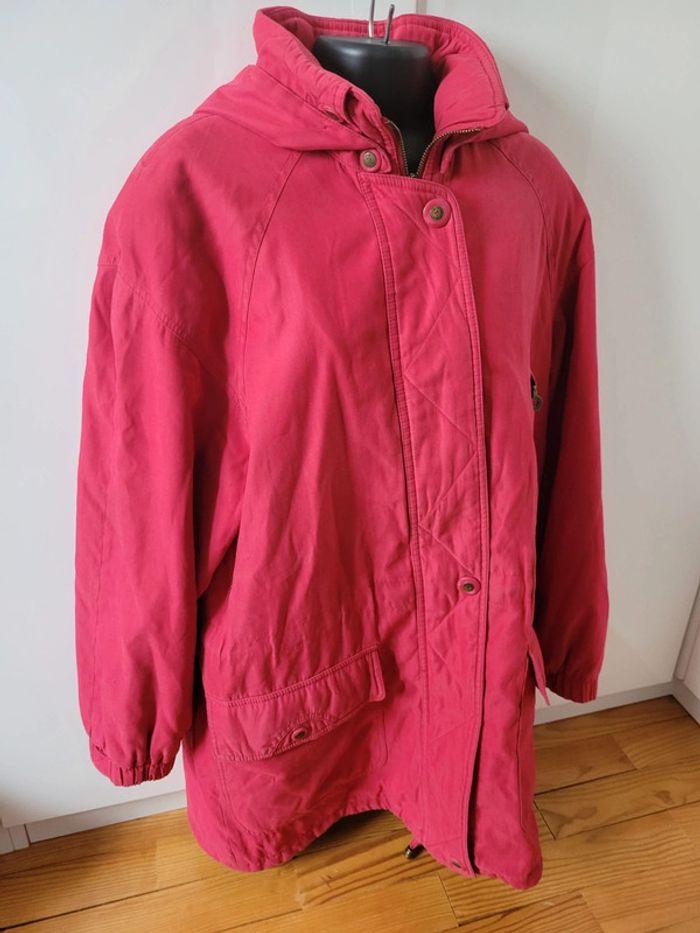 Manteau parka longue rouge fuschia taille 38 / M - photo numéro 2