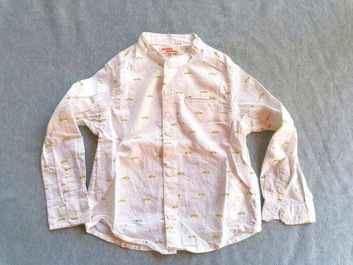 Chemise manches longues, col mao, voiture, blanc/jaune, Du pareil au même, 2ans, - photo numéro 1