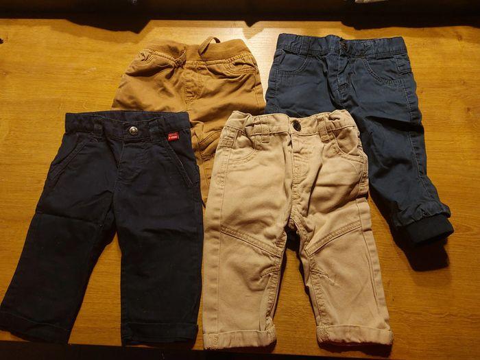 lot de 4 pantalon 6 mois beige marron marine - photo numéro 1