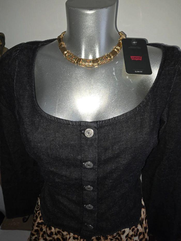 Levi's Blouse corset à manches longues en denim Weston taille m - photo numéro 4