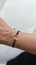 Bracelet cordon marron et pierre