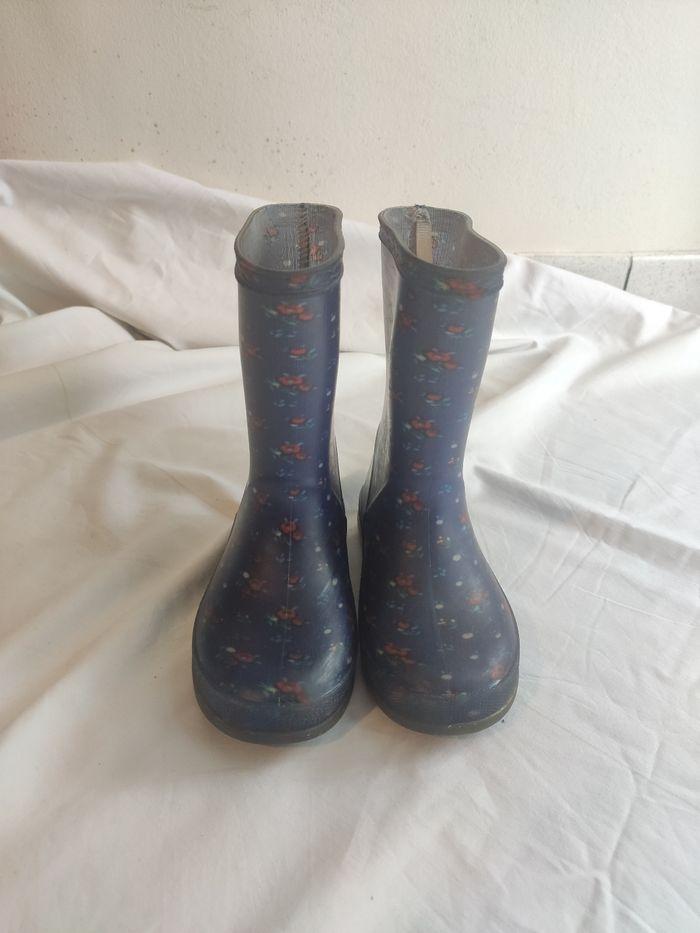 Bottes de pluie bleu marine motifs fleurs Naf Naf 25 très bon état - photo numéro 3