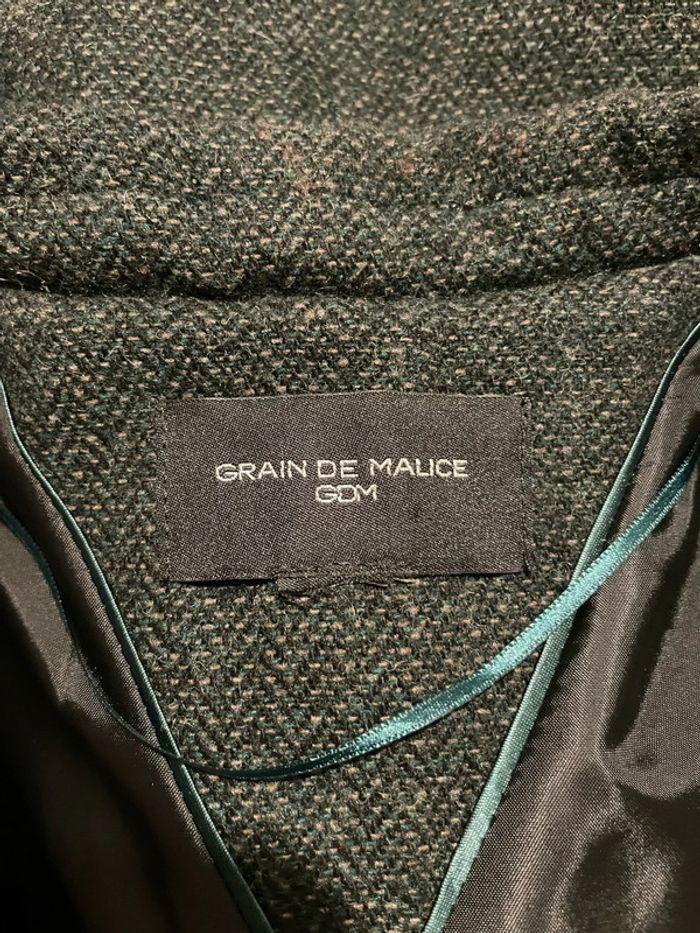 Veste manteau blazer vert foncé piqué marron poche devant grain de malice taille 44 - photo numéro 4