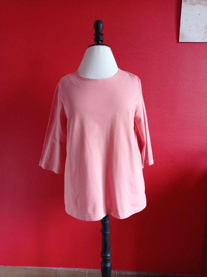 Tee-shirt manches 3/4 Taille 46 coton rose - photo numéro 1