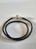 Bracelet Pandora double cuir noir 34 cm