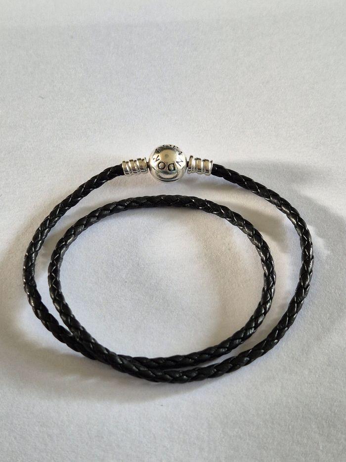 Bracelet Pandora double cuir noir 34 cm - photo numéro 1