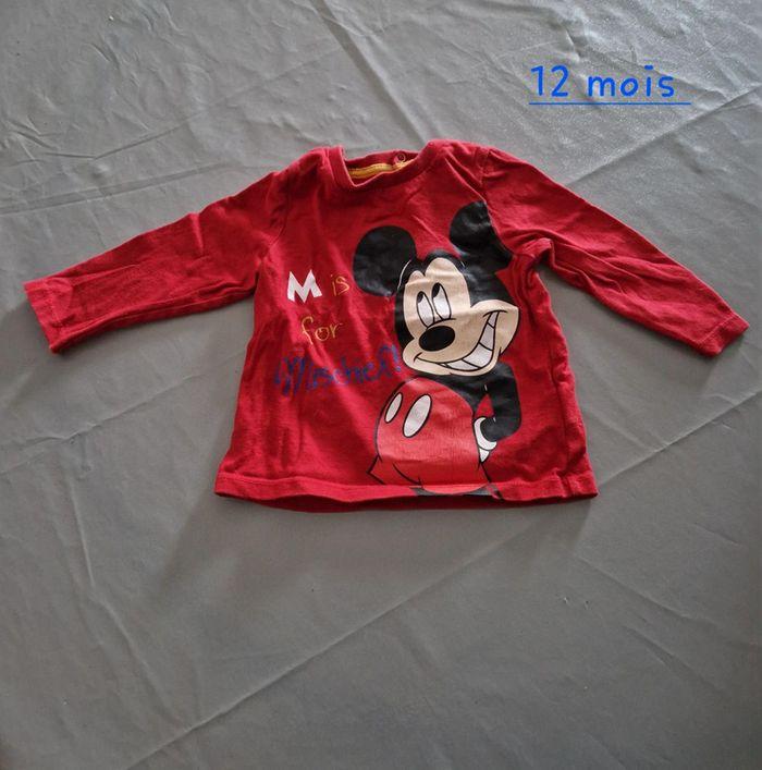 Tee shirt longue manche 12 mois mickey - photo numéro 1