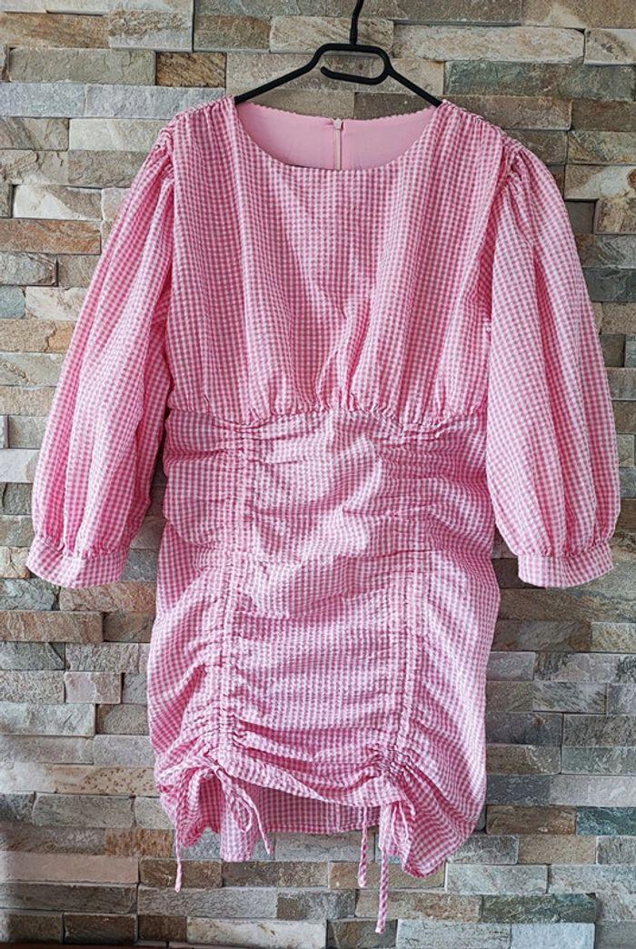 Robe carreaux vichy rose blanc réglable - photo numéro 1