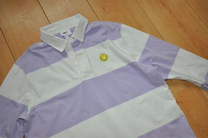 H&M polo smiley ligné lilas t.L homme - photo numéro 4