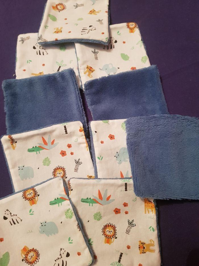 Lingettes bambou bleu motif petits animaux