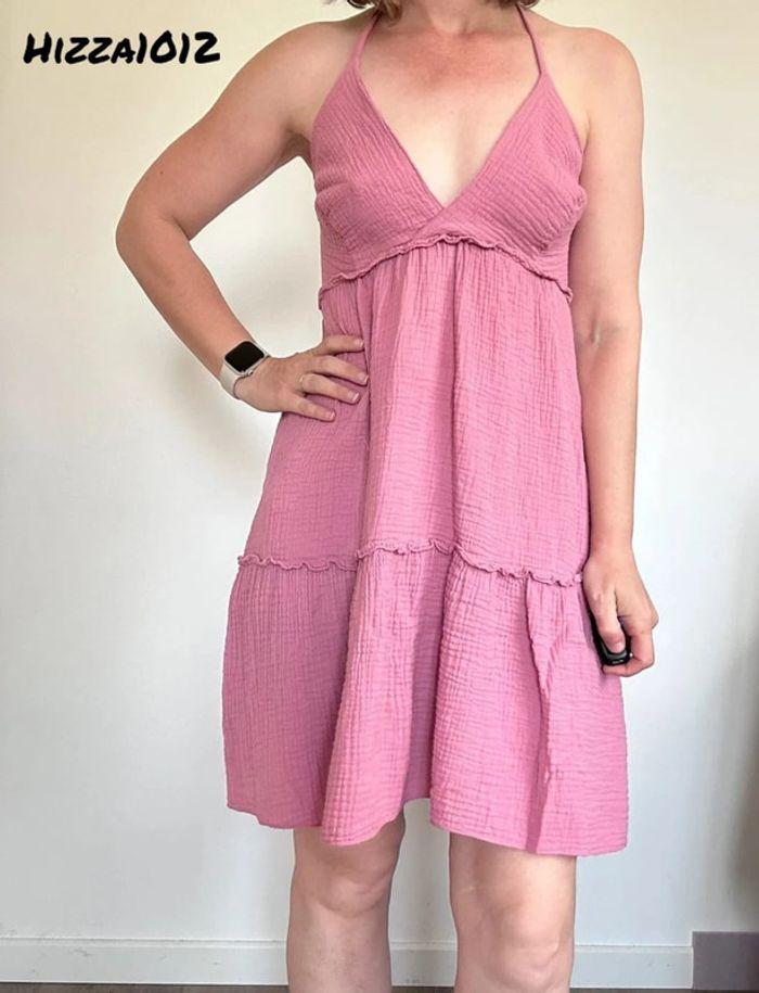 Robe gaze de coton rose taille unique (34/36/38/40/42)💖 - photo numéro 2