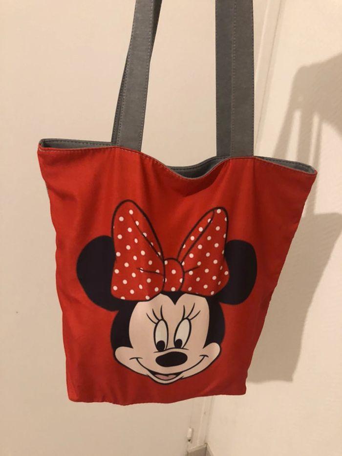 Sac tote bag en tissu très épais et solide avec fermeture zippée et tête de Minnie Mouse - photo numéro 8