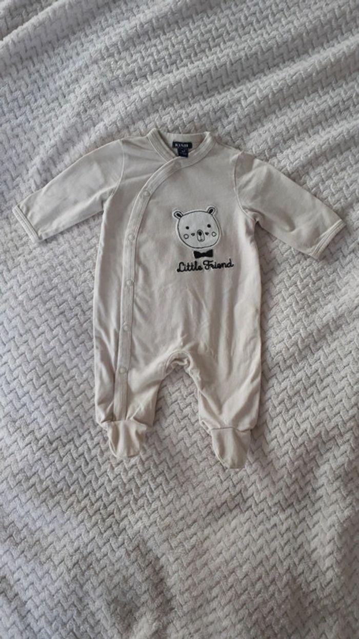 Pyjama léger beige ourson Kiabi 1 mois - photo numéro 1