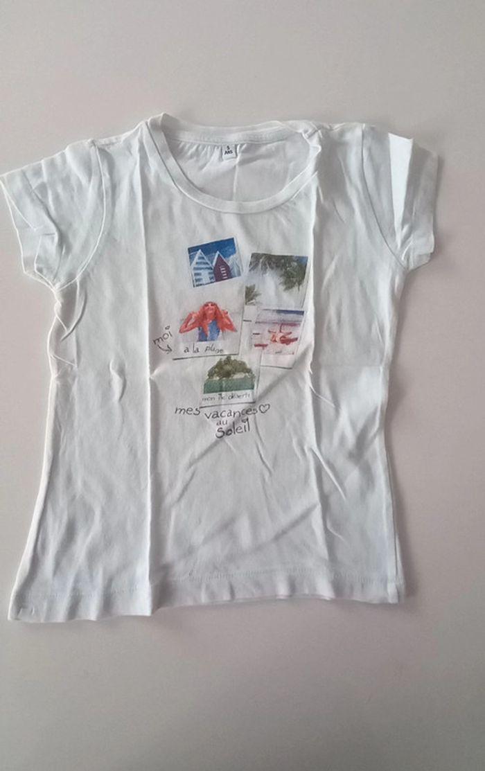 T-shirt fille blanc imprimé