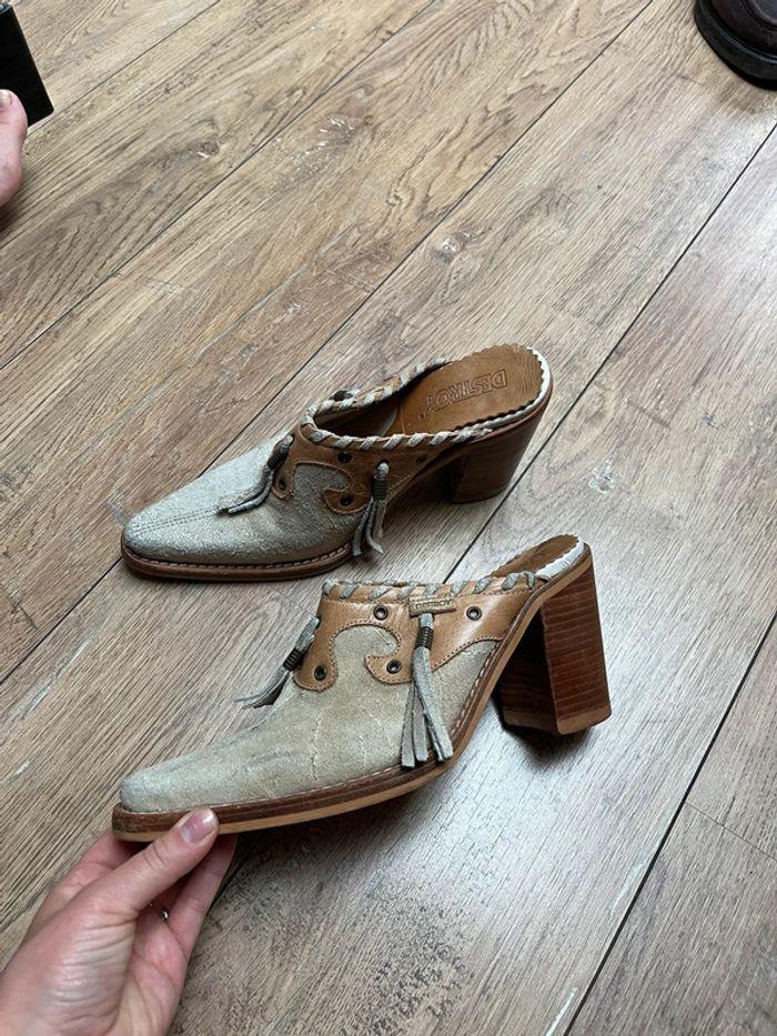 Santiags mules à talon Destroy taille 37 vintage en cuir à talon - photo numéro 2