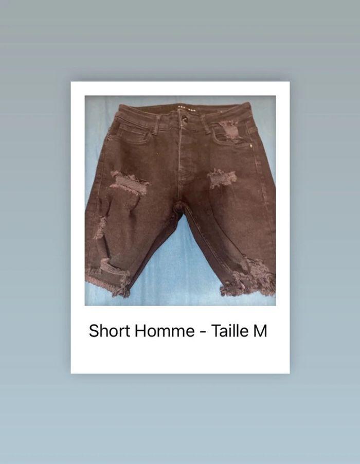 Short noir troué pour homme - photo numéro 1