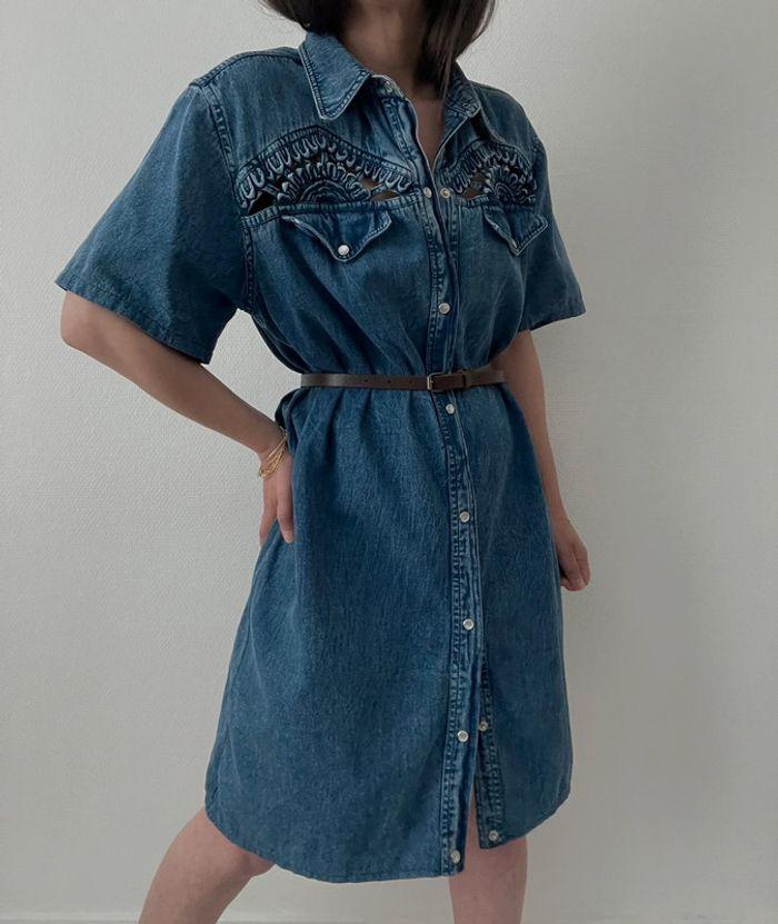 Robe chemise denim ajouré - photo numéro 15