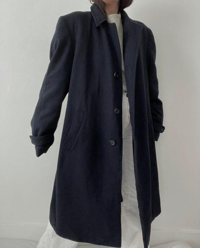 Oversized manteau long marine 90% laine - photo numéro 3