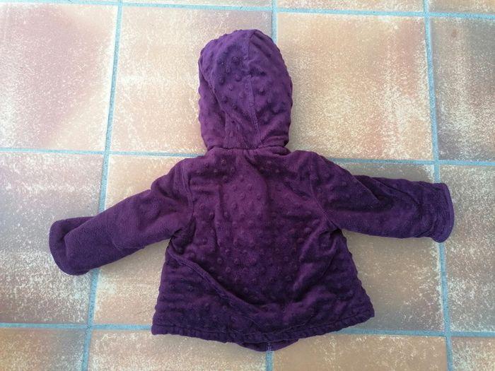 Manteau veste chaud velour bébé fille violet - photo numéro 2