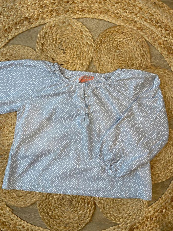 Blouse manches longues grise à pois blanc Tex taille 2/3 ans - photo numéro 1