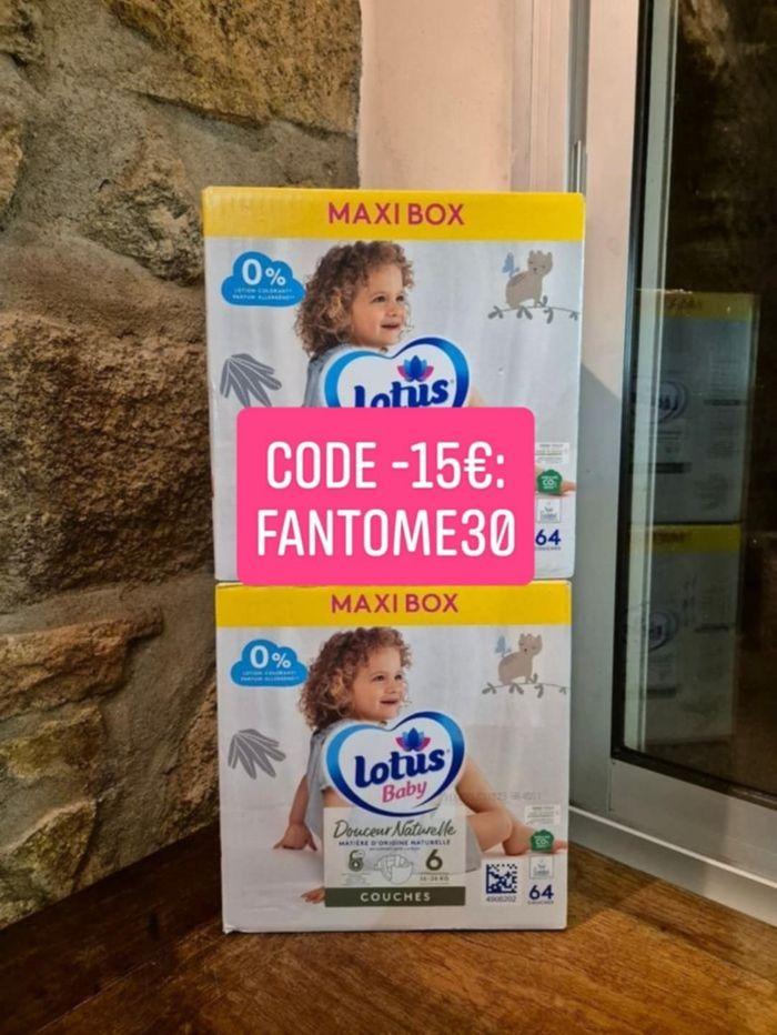 Lot 2 cartons Lotus Baby Taille 6 : 128 Couches - photo numéro 1