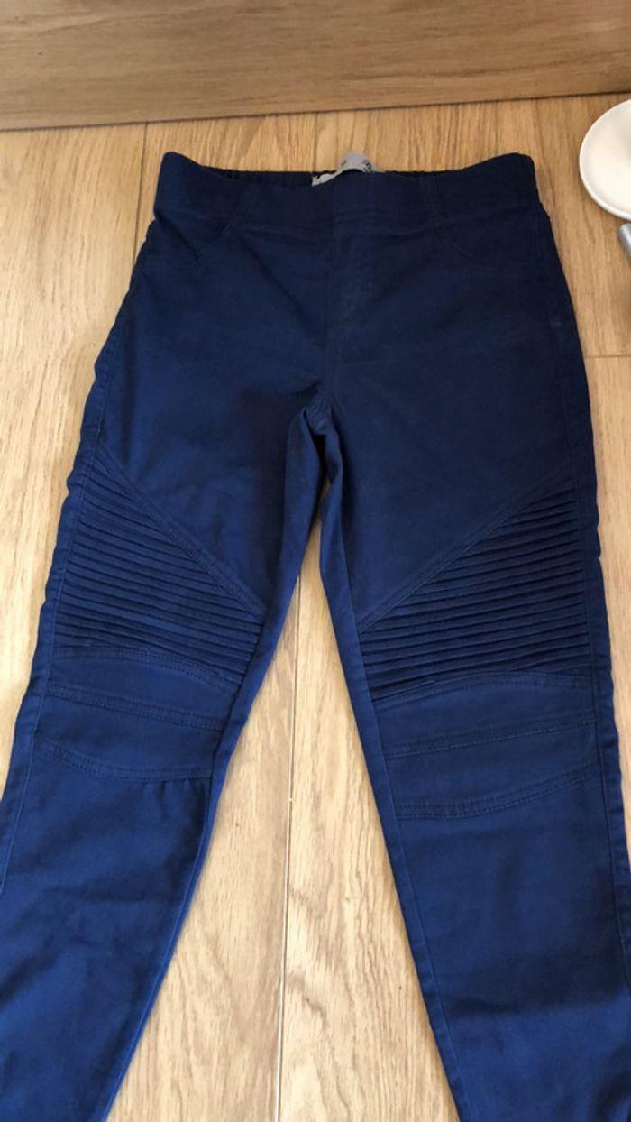 Pantalon équitation taille 36 / legging taille haute bleu fermeture éclair en bas - photo numéro 2