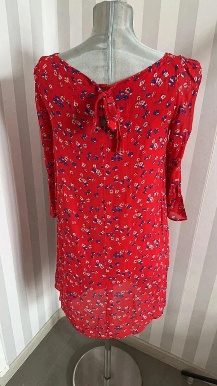 Robe Claudie Pierlot T:38 rouge fleur - photo numéro 3