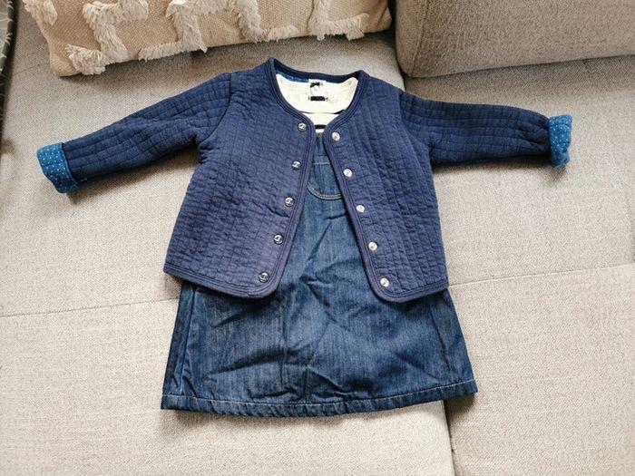 Ensemble Petit bateau fille 12 mois 1 an gilet body robe - photo numéro 3