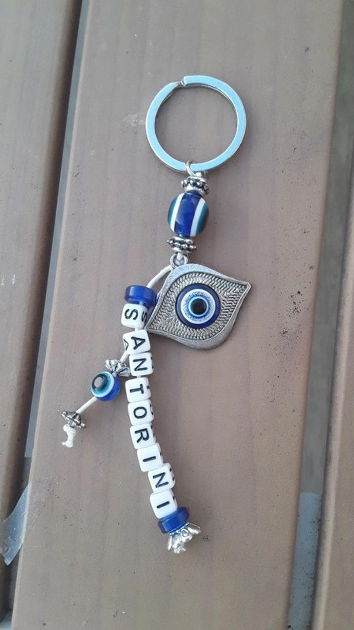 Porte clefs santorini bleu l oeil - photo numéro 1