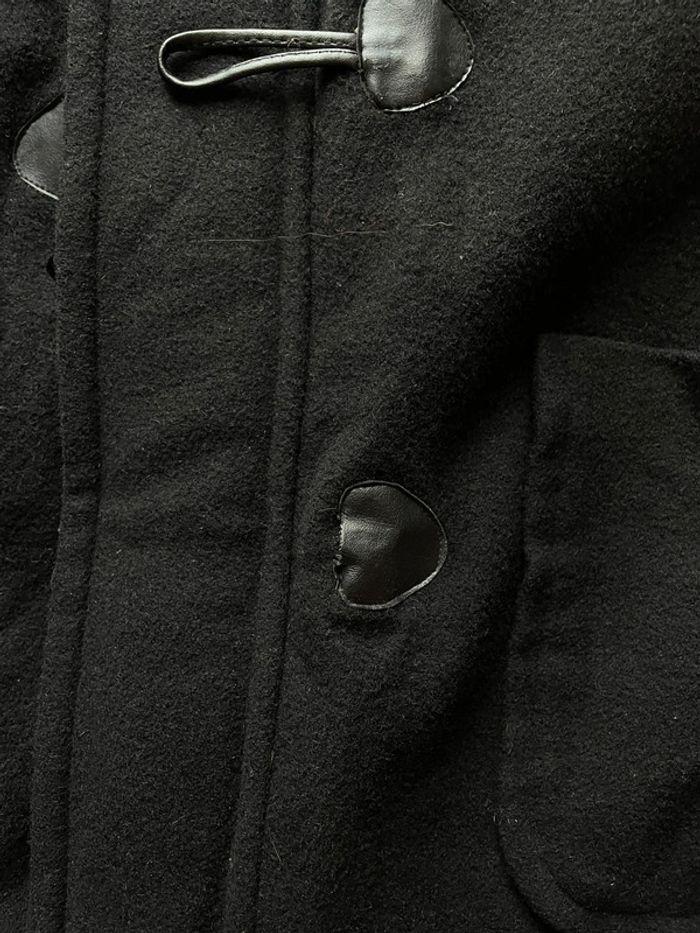 Manteau long noir printemps en feutre avec attaches en laine et viscose - photo numéro 2