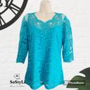 Top bleu turquoise strass et dentelle Eden Rose Taille 5 - XL