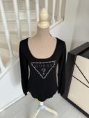 Pull Guess noir avec perles blanches et strass