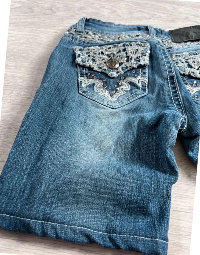 🩳 Short vintage brodé en jean  Bleu Taille XXS 🩳 - photo numéro 14