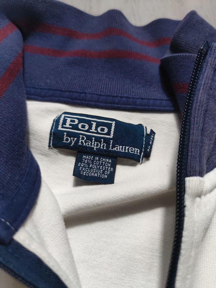 Veste De Survêtement Ralph Lauren Full Zip Brodée 90's Vintage Blanche Taille M Homme - photo numéro 7