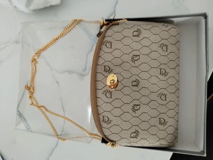 Christian Dior Honeycomb Chain Sac à bandoulière Toile Beige - photo numéro 1