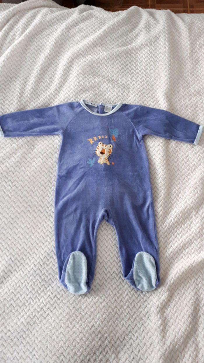 Pyjama velours bleu violet lion Cocoon by la Redoute 9 mois - photo numéro 1