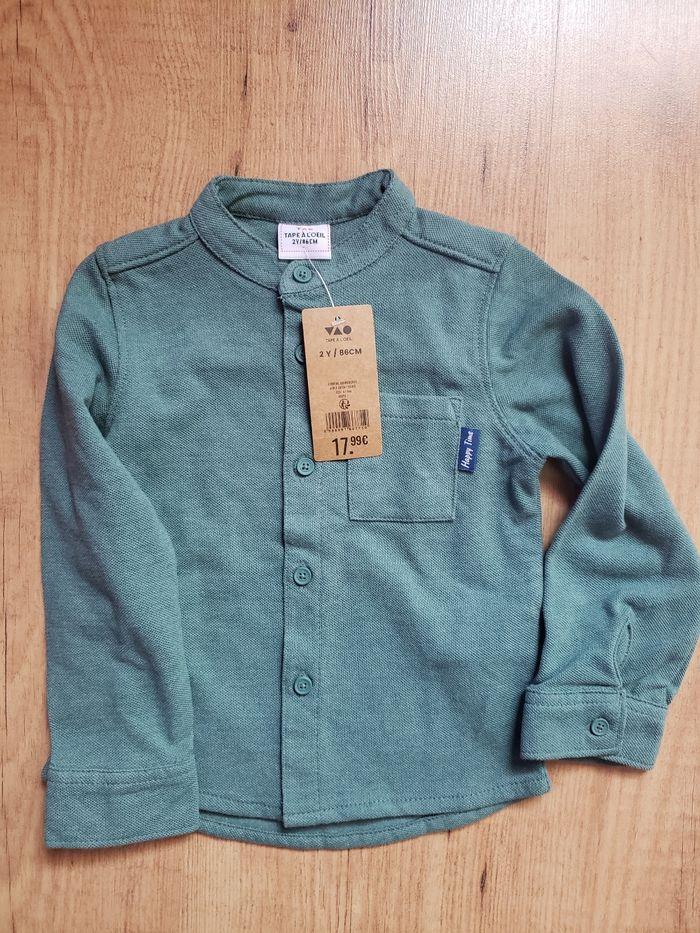 Chemise verte col mao TAO Neuve 2ans - photo numéro 1