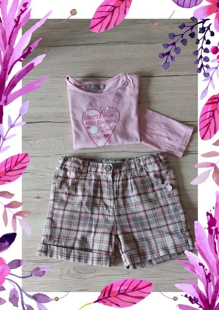 Ensemble short et tee-shirt demi-saison fille 4 ans - photo numéro 2