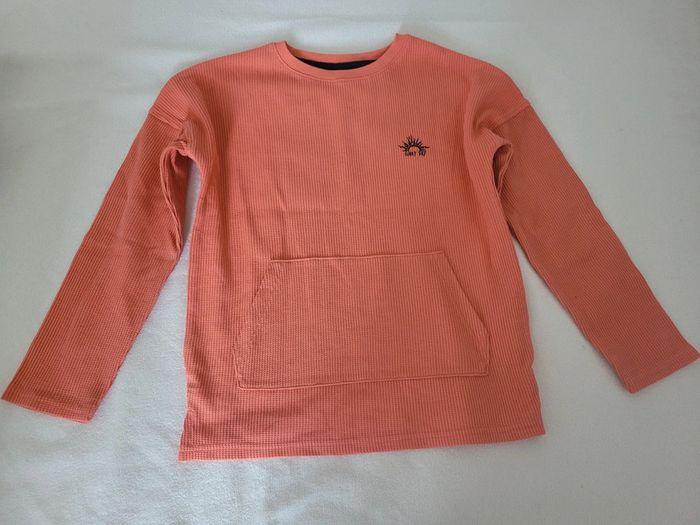 Pull manche longue fin orange kiabi 8 ans neuf - photo numéro 1