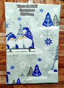 Tissu Coton de Noël Gnomes Gris Bleu