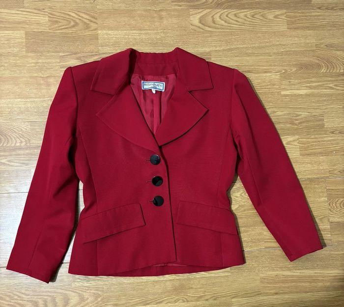 Veste blazer vintage 80's Yves Saint Laurent rouge - photo numéro 9