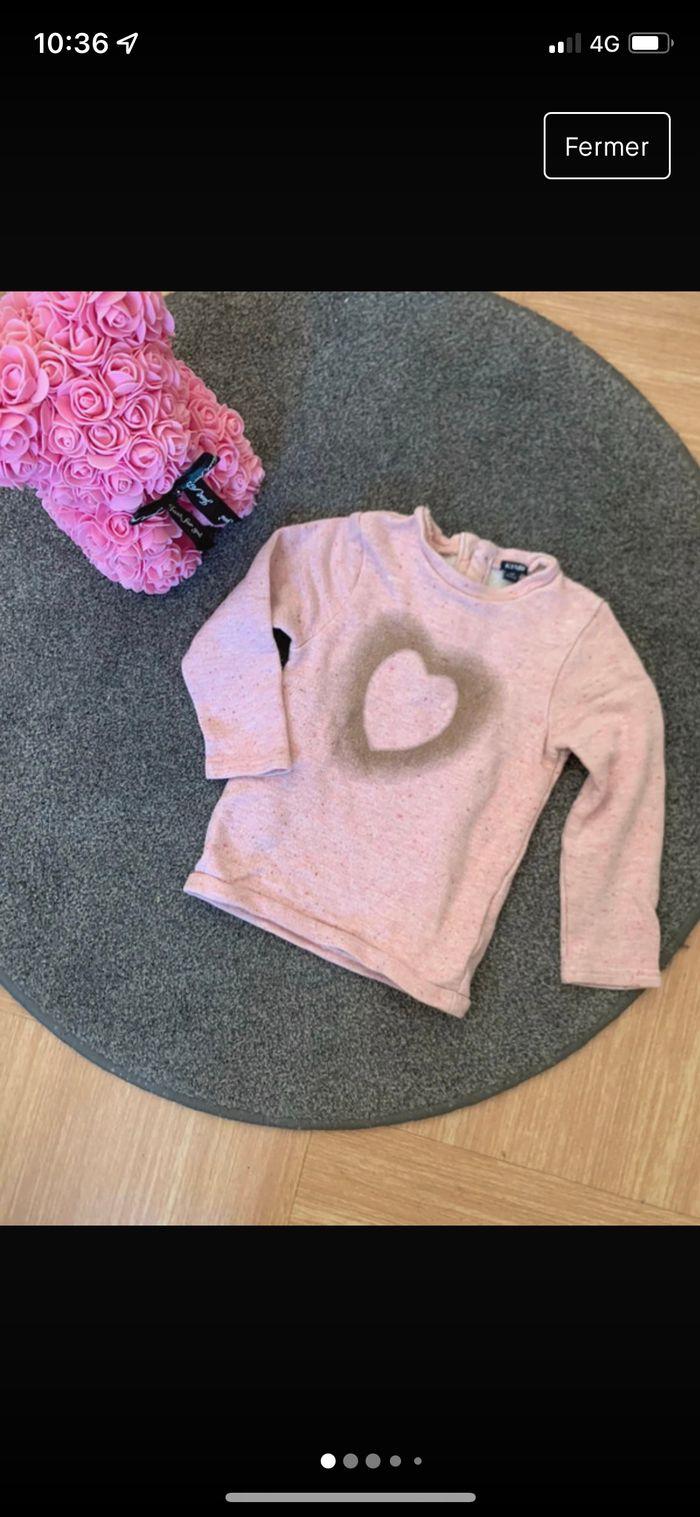 🌺 pull rose avec un coeur devant 3 ans 🌺 - photo numéro 1