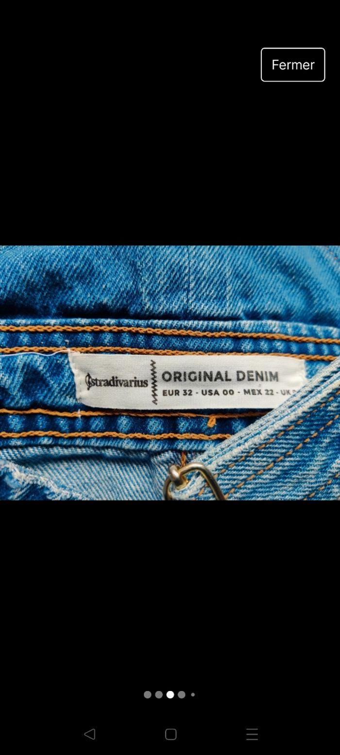 Salopette robe fermeture éclair jean Stradivarius taille 32 original denim - photo numéro 3