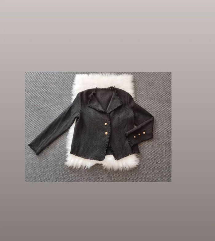 Veste fine noire bords a franges femme taille XL , 42 💗 - photo numéro 1