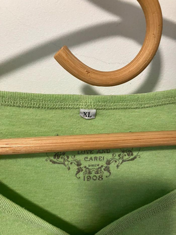 Débardeur vert à fleur taille XL - photo numéro 2