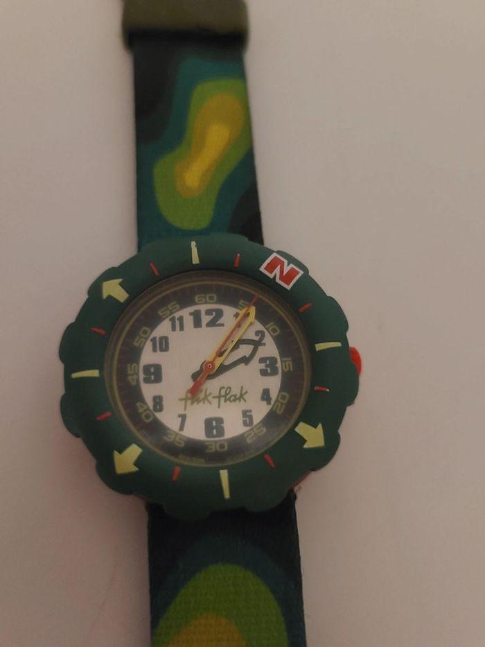 Montre enfant boussole flik flak kaki camouflage hs - photo numéro 2